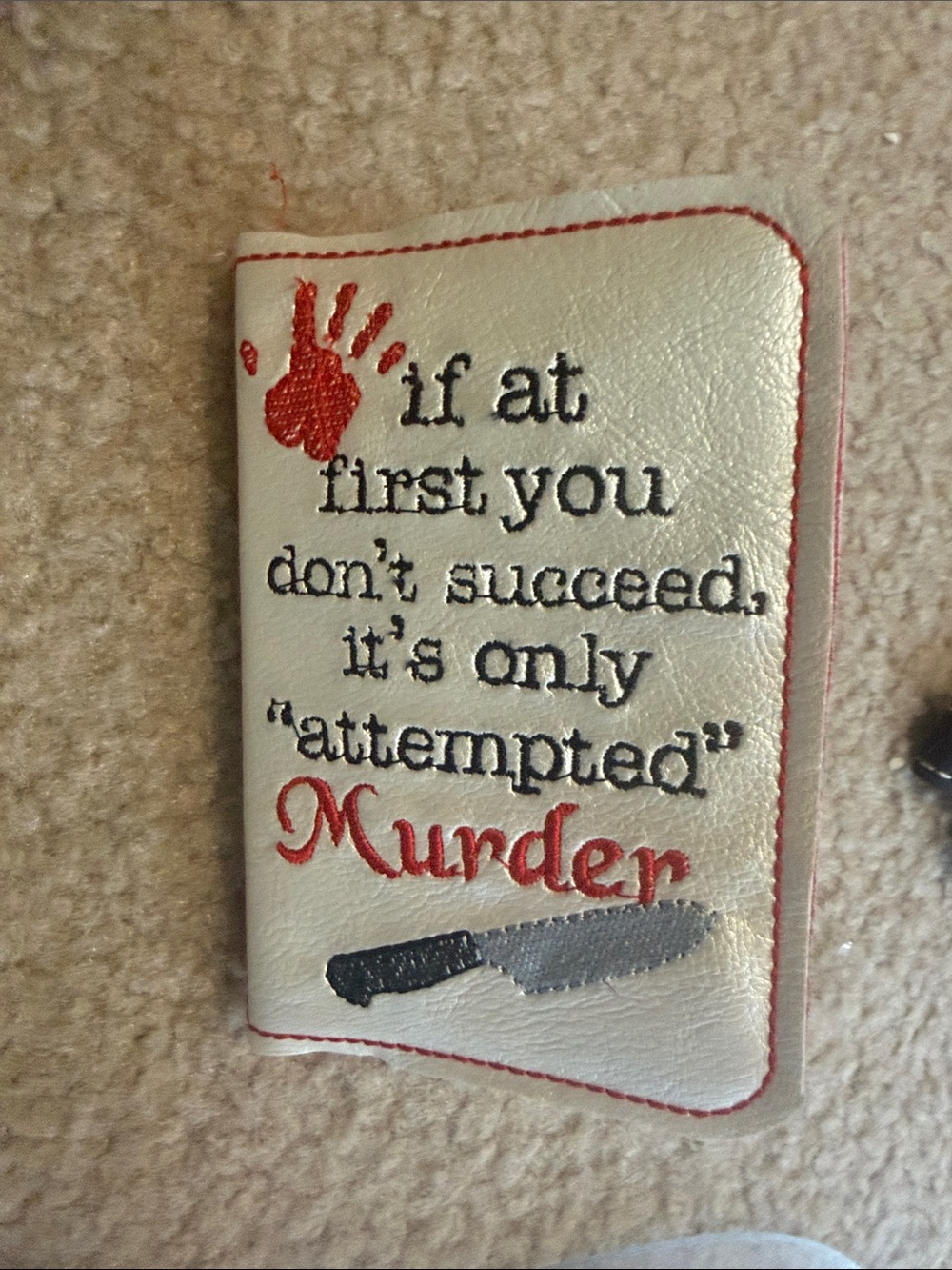 New true crime inspired notebook cover reusable with pen and key chain bag tag